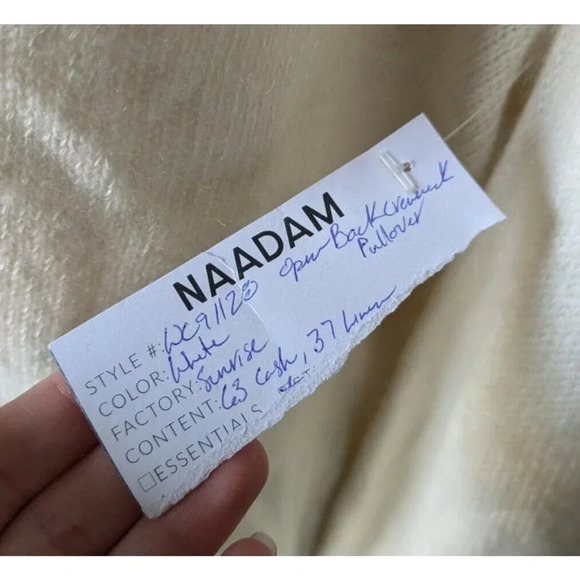 Naadam Ivory Open Back Crewneck Pullover Sweater Size Small Cashmere Linen Blend - Picture 3 of 6